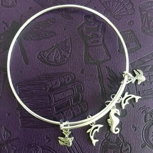 Beach Ocean Sea 4 High Polish Stainless Steel Adjustable Charm Bracelet NWT